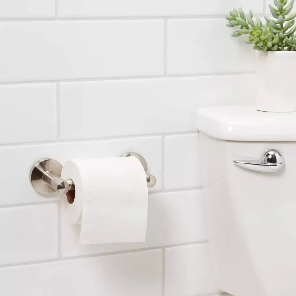 Threshold Brushed Nickel Finish Wall Mount Metal Toilet Paper Holder w Pivot Arm